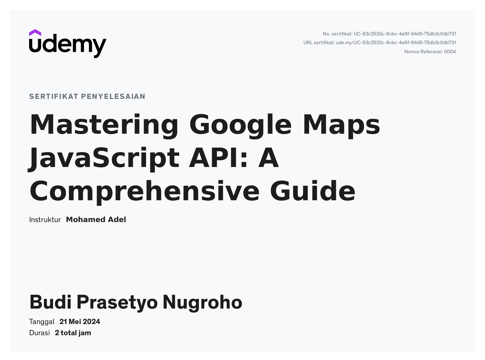 Udemy — Mastering Google Maps API